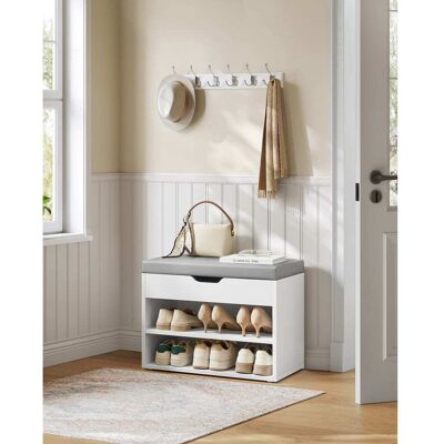 VASAGLE Banco zapatero de 30 x 60 x 44 cm de color blanco nube VASAGLE Banco zapatero de 30 x 60 x 44 cm de color blanco nube