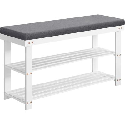 SONGMICS Banco zapatero de 29 x 90 x 49 cm de color blanco y gri SONGMICS Banco zapatero de 29 x 90 x 49 cm de color blanco y gri