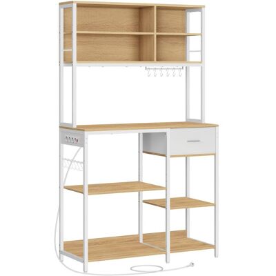 VASAGLE Estantería de cocina de 40 x 100 x 180,4 cm de color roble y blanco VASAGLE Estantería de cocina de 40 x 100 x 180,4 cm de color roble y blanco