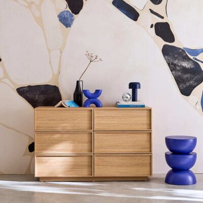 sweeek Cómoda de almacenamiento de 6 cajones, efecto madera, natural sweeek Cómoda de almacenamiento de 6 cajones, efecto madera, natural