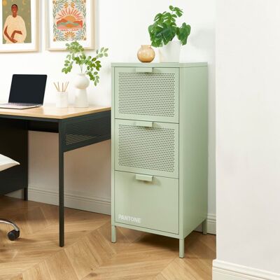 Pantone Mueble de escritorio metal verde almendra 3 cajones h105cm Pantone Mueble de escritorio metal verde almendra 3 cajones h105cm