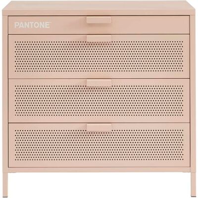 Pantone Cómoda de 4 cajones de metal rosa palo, 80 cm Pantone Cómoda de 4 cajones de metal rosa palo, 80 cm