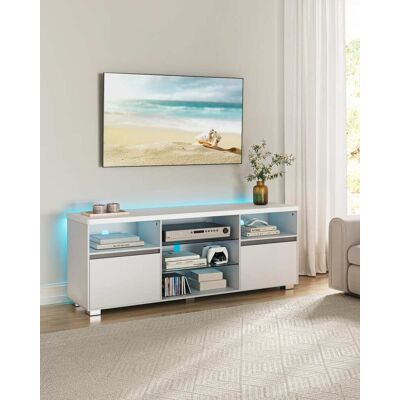 VASAGLE Mueble tv de 160 cm con luces led de color blanco VASAGLE Mueble tv de 160 cm con luces led de color blanco