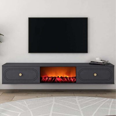 Concept Usine Mueble tv con chimenea led de 150 cm gris antracita Concept Usine Mueble tv con chimenea led de 150 cm gris antracita