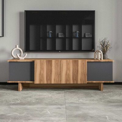 Concept Usine Mueble tv de diseño con armarios con aspecto de madera y gris antracit Concept Usine Mueble tv de diseño con armarios con aspecto de madera y gris antracit