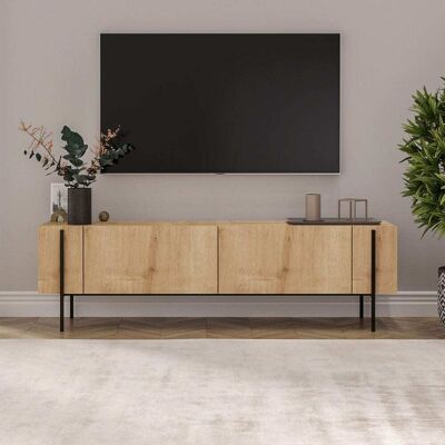 Concept Usine Mueble tv con armarios de madera y detalles negros 160 cm Concept Usine Mueble tv con armarios de madera y detalles negros 160 cm