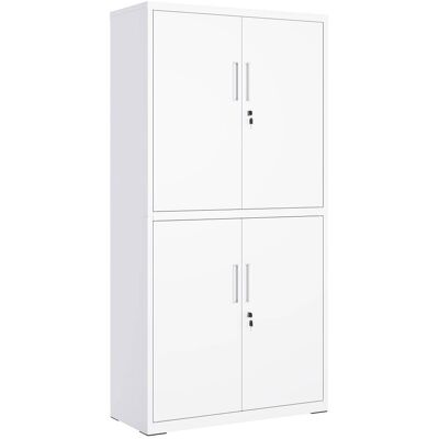 SONGMICS Armario de garaje de 5 estantes con puertas de metal de color blanco SONGMICS Armario de garaje de 5 estantes con puertas de metal de color blanco