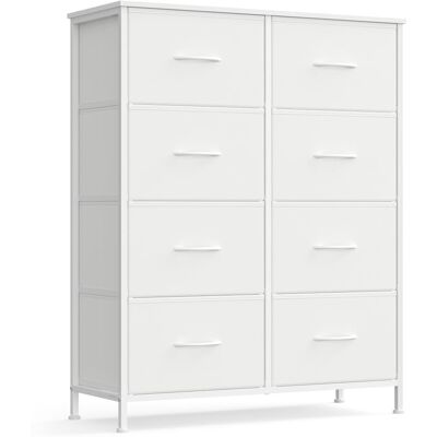 SONGMICS Cómoda de 8 cajones de tela de color blanco SONGMICS Cómoda de 8 cajones de tela de color blanco