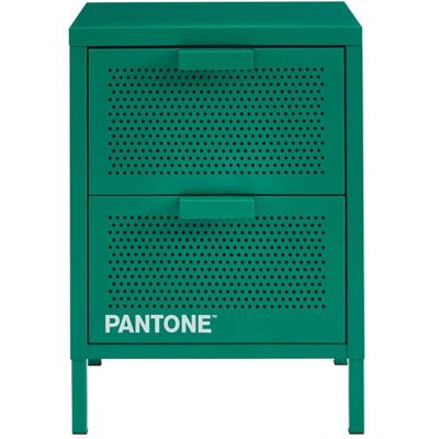 Pantone Mesita de noche de metal esmeralda con dos cajones, 40 cm Pantone Mesita de noche de metal esmeralda con dos cajones, 40 cm