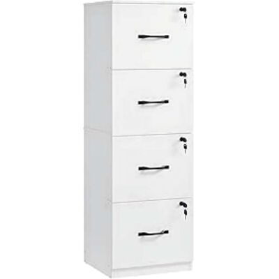 VASAGLE Archivador con 4 cajones bloqueables de color blanco VASAGLE Archivador con 4 cajones bloqueables de color blanco