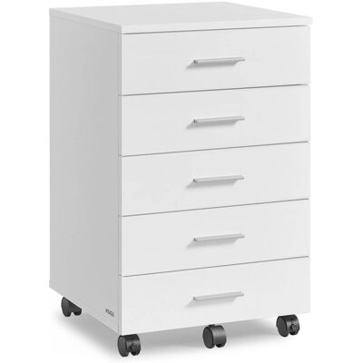 VASAGLE Archivador móvil con 5 cajones de color blanco VASAGLE Archivador móvil con 5 cajones de color blanco