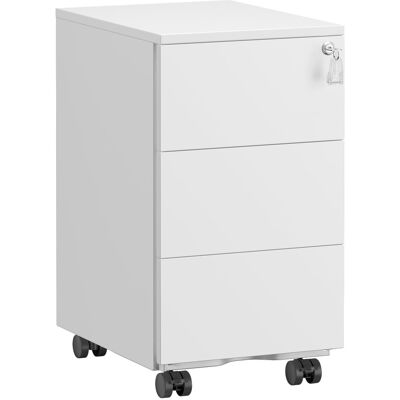 SONGMICS Cajonera móvil de 3 cajones con cerradura de metal color blanco SONGMICS Cajonera móvil de 3 cajones con cerradura de metal color blanco