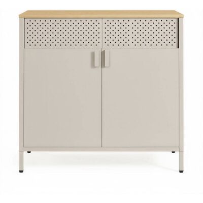 SONGMICS Aparador de metal con estante ajustable de color beige SONGMICS Aparador de metal con estante ajustable de color beige