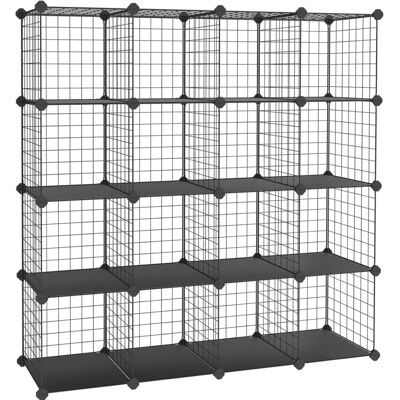 SONGMICS Estantería de almacenamiento con 16 compartimentos de color negro SONGMICS Estantería de almacenamiento con 16 compartimentos de color negro