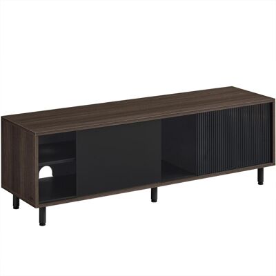 VASAGLE Mueble de tv de 140 cm con vidrio ranurado de color marrón VASAGLE Mueble de tv de 140 cm con vidrio ranurado de color marrón