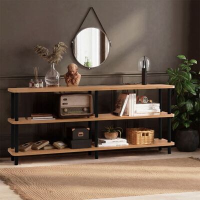 Concept Usine Estantería de diseño bajo en negro y madera 180 cm Concept Usine Estantería de diseño bajo en negro y madera 180 cm