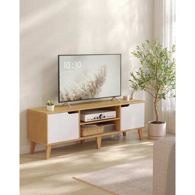 VASAGLE Mueble de tv de 147 cm de color roble y blanco VASAGLE Mueble de tv de 147 cm de color roble y blanco
