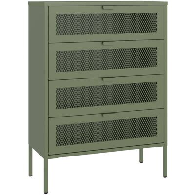 Happy Garden Zapatero de 4 puertas en metal verde caqui Happy Garden Zapatero de 4 puertas en metal verde caqui