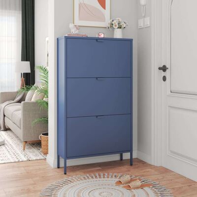 Happy Garden Zapatero de 3 puertas en metal azul grisáceo Happy Garden Zapatero de 3 puertas en metal azul grisáceo