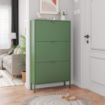 Happy Garden Zapatero de 3 puertas en metal verde caqui. Happy Garden Zapatero de 3 puertas en metal verde caqui.