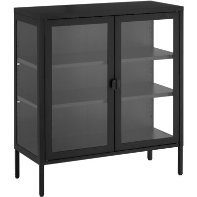 Tectake Vitrina metálica con puerta de cristal, 80 x 37 x 90,5 cm, negro Tectake Vitrina metálica con puerta de cristal, 80 x 37 x 90,5 cm, negro