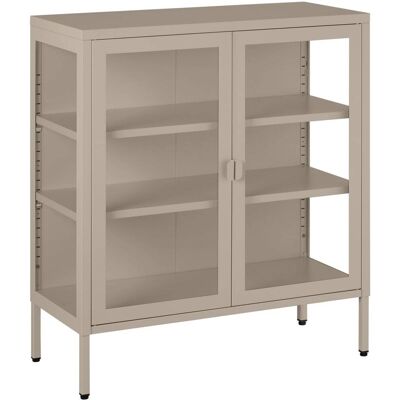 Tectake Vitrina metálica con puerta de cristal, 80 x 37 x 90,5 cm, gris topo Tectake Vitrina metálica con puerta de cristal, 80 x 37 x 90,5 cm, gris topo