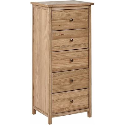 Beliani - Cómoda rústica de 5 cajones en madera de Sassafras - Marrón claro Beliani - Cómoda rústica de 5 cajones en madera de Sassafras - Marrón claro
