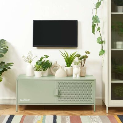 Pantone Mueble tv de metal verde almendra de 120 cm Pantone Mueble tv de metal verde almendra de 120 cm