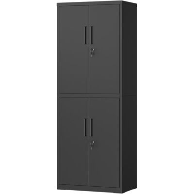 SONGMICS Armario de garaje de 5 estantes con puertas de metal negro SONGMICS Armario de garaje de 5 estantes con puertas de metal negro