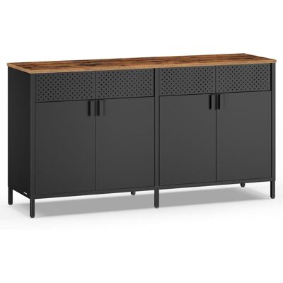SONGMICS Aparador metal 4 puertas magnéticas estante ajustable negro marrón SONGMICS Aparador metal 4 puertas magnéticas estante ajustable negro marrón