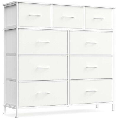 SONGMICS Cómoda con 9 cajones de color blanco SONGMICS Cómoda con 9 cajones de color blanco