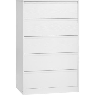 VASAGLE Cómoda de 5 cajones para dormitorio de color blanco VASAGLE Cómoda de 5 cajones para dormitorio de color blanco