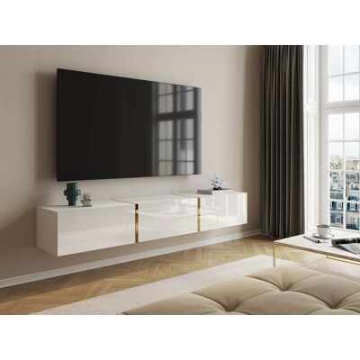 Unique Mueble de tv suspendido madera blanco, dorado Unique Mueble de tv suspendido madera blanco, dorado