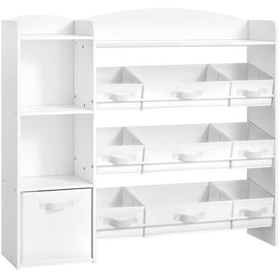 SONGMICS Estantería infantil montessori con 9 cestas y 1 cajón de color blanco SONGMICS Estantería infantil montessori con 9 cestas y 1 cajón de color blanco