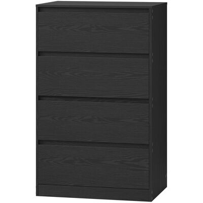 VASAGLE Cómoda de 4 cajones para dormitorio de color negro VASAGLE Cómoda de 4 cajones para dormitorio de color negro