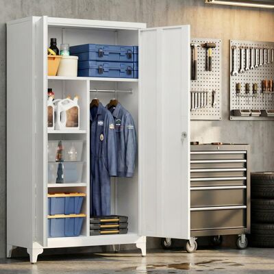 SONGMICS Armario de 2 puertas de metal de color gris SONGMICS Armario de 2 puertas de metal de color gris