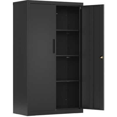 SONGMICS Armario archivador metálico con 3 baldas de color negro mate SONGMICS Armario archivador metálico con 3 baldas de color negro mate