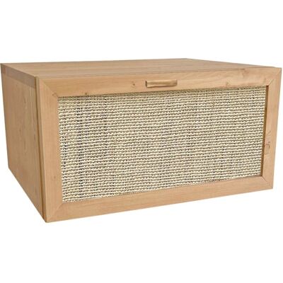NATYAL Mesita de noche suspendida de madera tonos claros cajón de rafia 40cm NATYAL Mesita de noche suspendida de madera tonos claros cajón de rafia 40cm