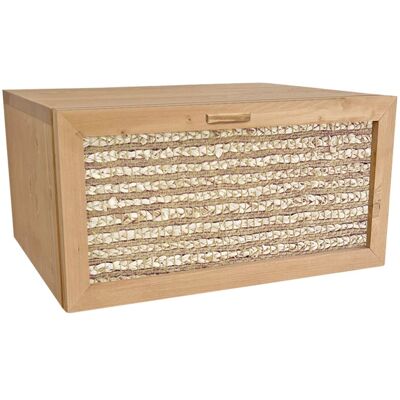 NATYAL Mesita de noche suspendida de madera tonos claros cajón de yute 40cm NATYAL Mesita de noche suspendida de madera tonos claros cajón de yute 40cm
