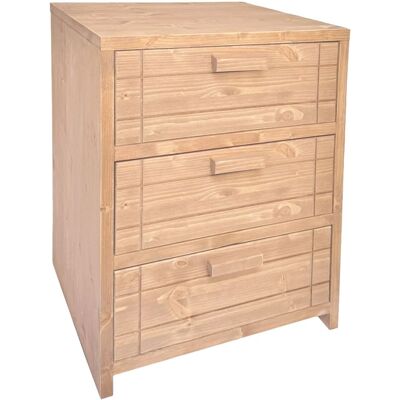 NATYAL Mesita de noche de madera maciza con 3 cajones en tonos claros 40cm NATYAL Mesita de noche de madera maciza con 3 cajones en tonos claros 40cm