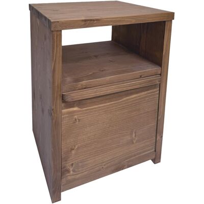 NATYAL Mesita de noche de madera maciza con cajón y balda tono oscuro 40cm NATYAL Mesita de noche de madera maciza con cajón y balda tono oscuro 40cm