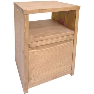 NATYAL Mesita de noche de madera maciza con cajón y balda tonos claros 40cm NATYAL Mesita de noche de madera maciza con cajón y balda tonos claros 40cm