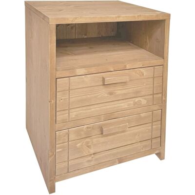 NATYAL Mesita de noche de madera maciza con 2 cajones en tonos claros 40cm NATYAL Mesita de noche de madera maciza con 2 cajones en tonos claros 40cm