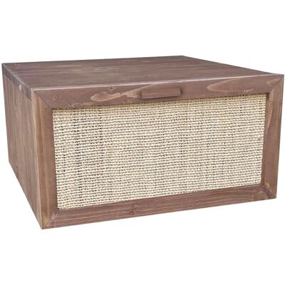 NATYAL Mesita de noche suspendida de madera tono oscuro cajón de rafia 40cm NATYAL Mesita de noche suspendida de madera tono oscuro cajón de rafia 40cm