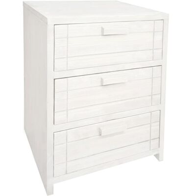 NATYAL Mesita de noche de madera maciza con 3 cajones en tono blanco 40cm NATYAL Mesita de noche de madera maciza con 3 cajones en tono blanco 40cm