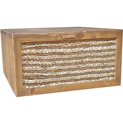 NATYAL Mesita de noche suspendida de madera en roble con cajón de yute 40cm NATYAL Mesita de noche suspendida de madera en roble con cajón de yute 40cm
