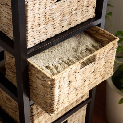 Safavieh Mesa auxiliar en pino/mdf/hoja de plátano, negro Safavieh Mesa auxiliar en pino/mdf/hoja de plátano, negro