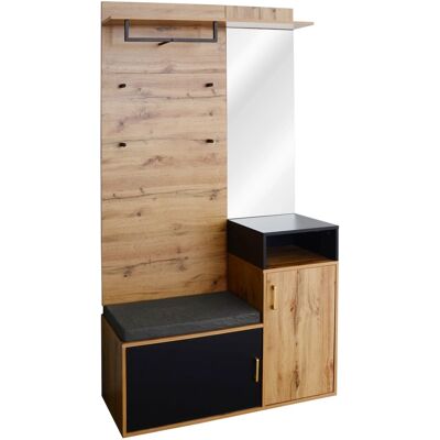 Meubles Cosy Conjunto vestidor con 4 ganchos, espejo, mueble zapatero Meubles Cosy Conjunto vestidor con 4 ganchos, espejo, mueble zapatero