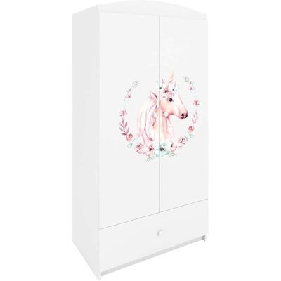 Armario Unicornio Kocot Kids - 2 Puertas, 1 Cajón - Blanco - Seguro para niños Armario Unicornio Kocot Kids - 2 Puertas, 1 Cajón - Blanco - Seguro para niños