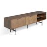 Pondecor Módulo de TV Samira patas metal negro mate y mueble MDF chapado nogal